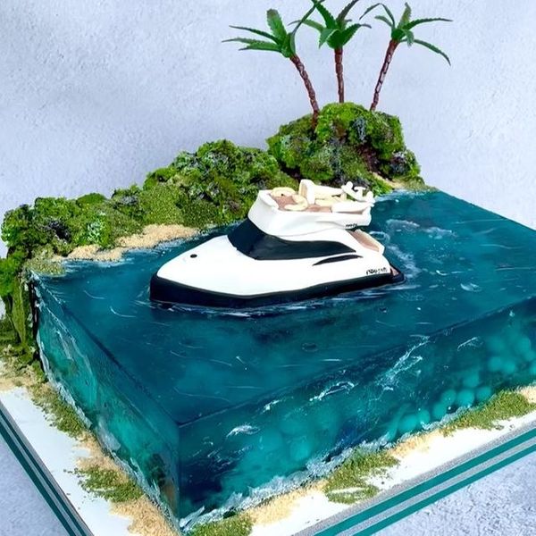 Торт "Море с яхтой"