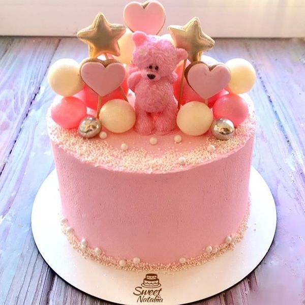 розовый мишка торт