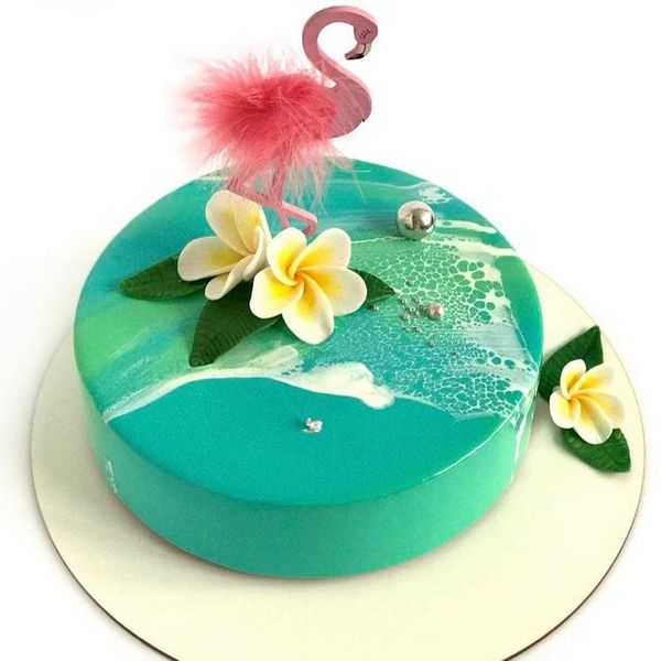 Торт "Фламинго на озере"